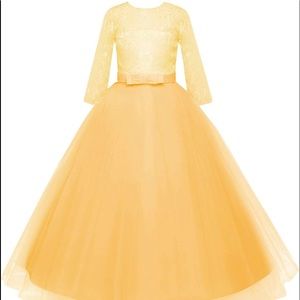 Yellow lace formal gown